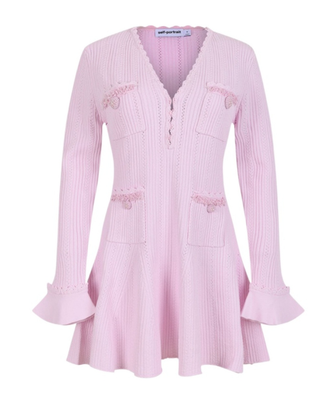Pearl-embellishment mini dress