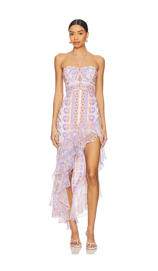 Amanda Uprichard HIGH-LOW-KLEID DRESS in Lavender,Coral. Größe XL. Also in L, M