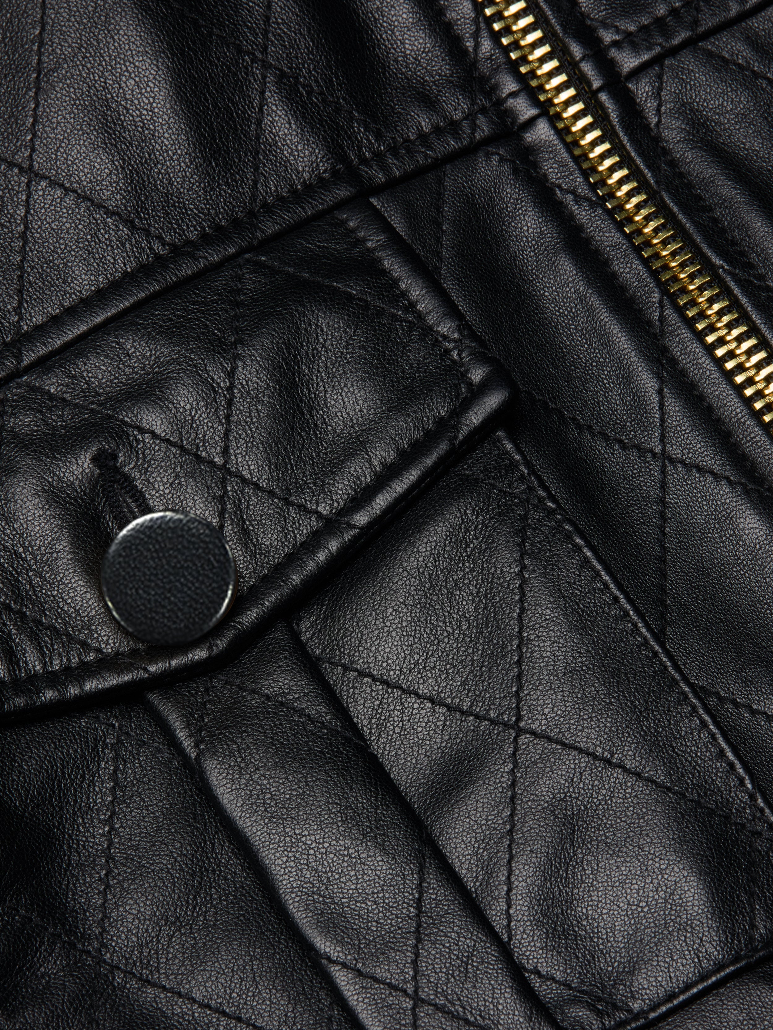 Micah Oversized Leather Jacket In Black
