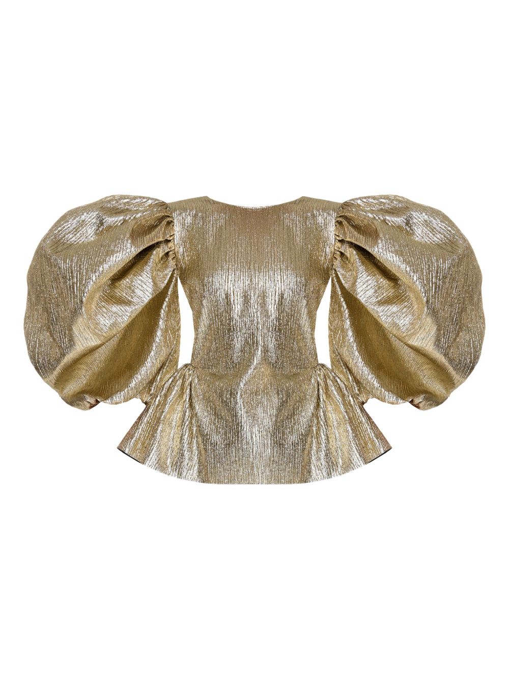 Metallic puff-sleeve top and shorts set - Gold