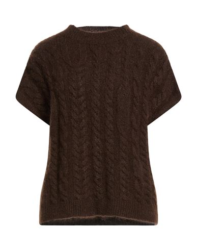 Woman Sweater Chocolate brown Size S Mohair wool, Polyamide, Elastane