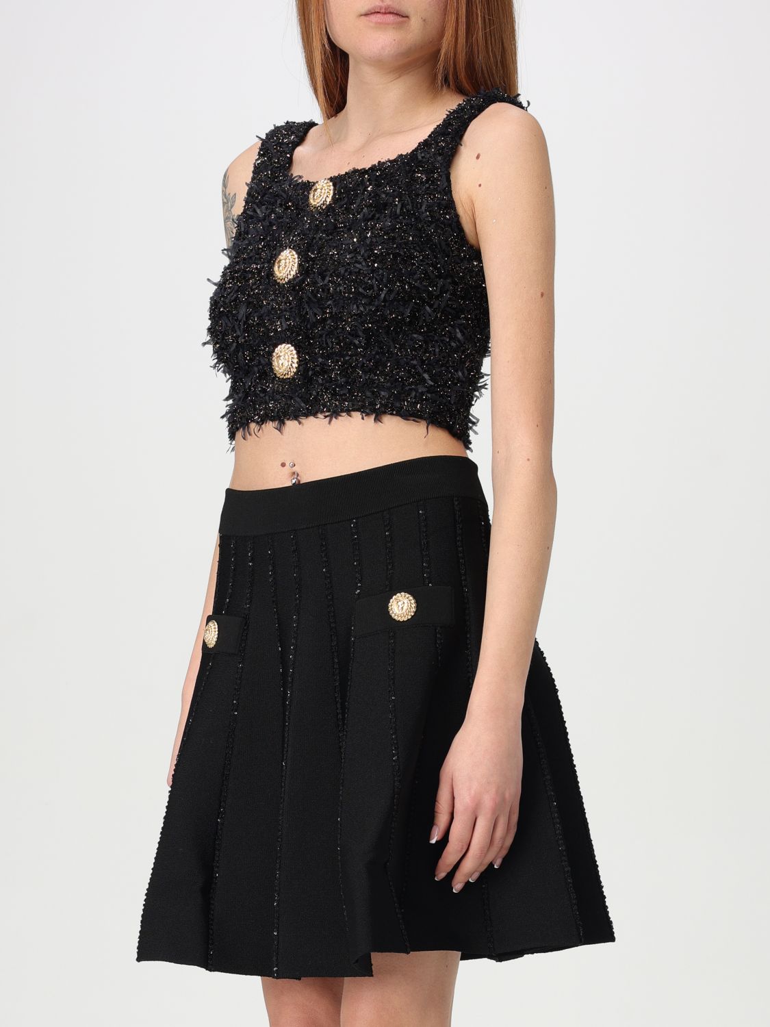 Lurex tweed top - Black