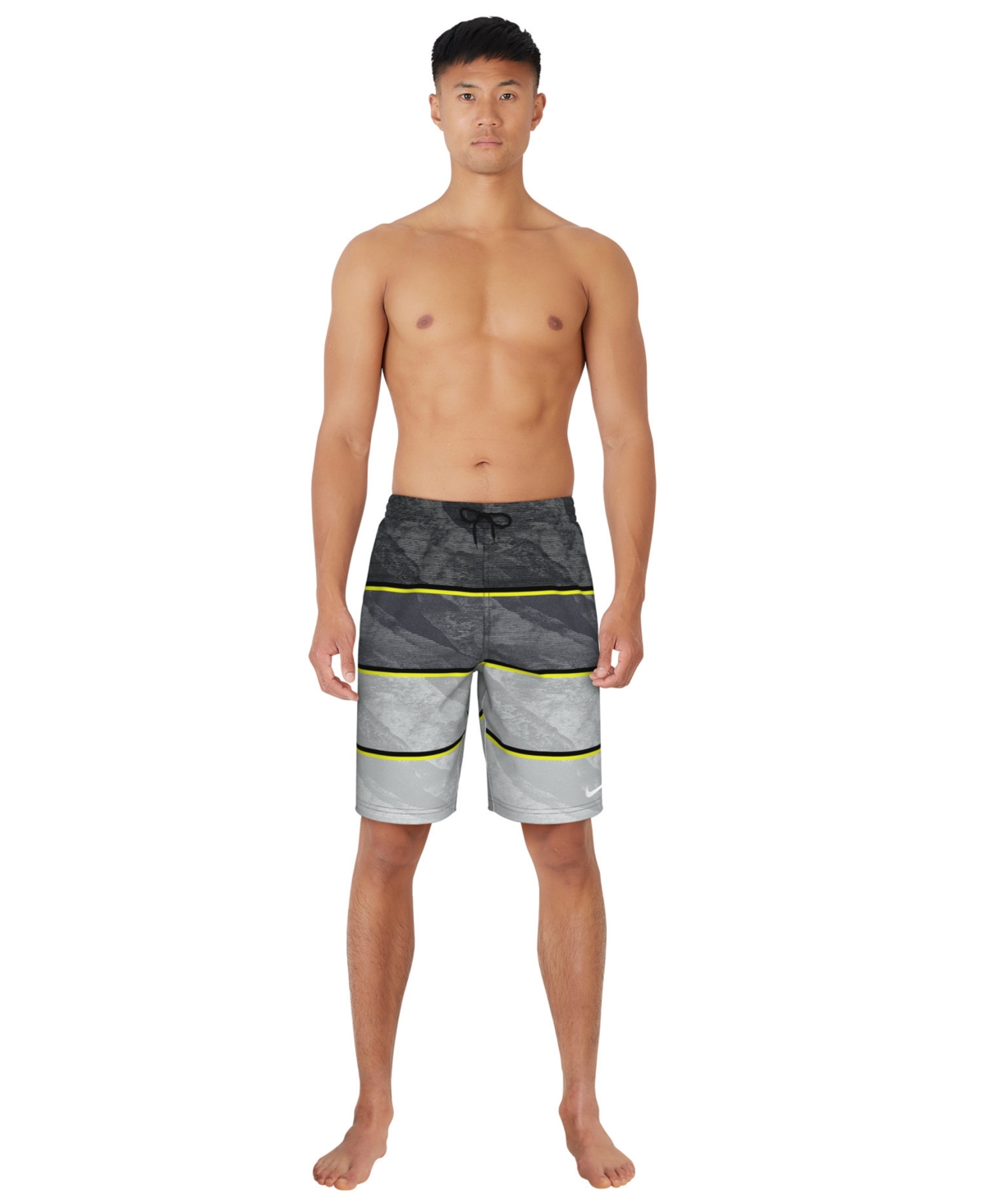 Men's Striped Volley Swim Shorts - Black
