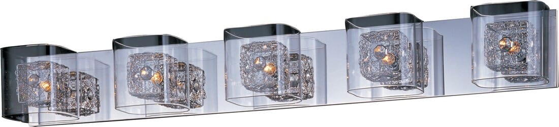 Gem 5-Light Clear Bathroom Vanity Light in Polished Chrome