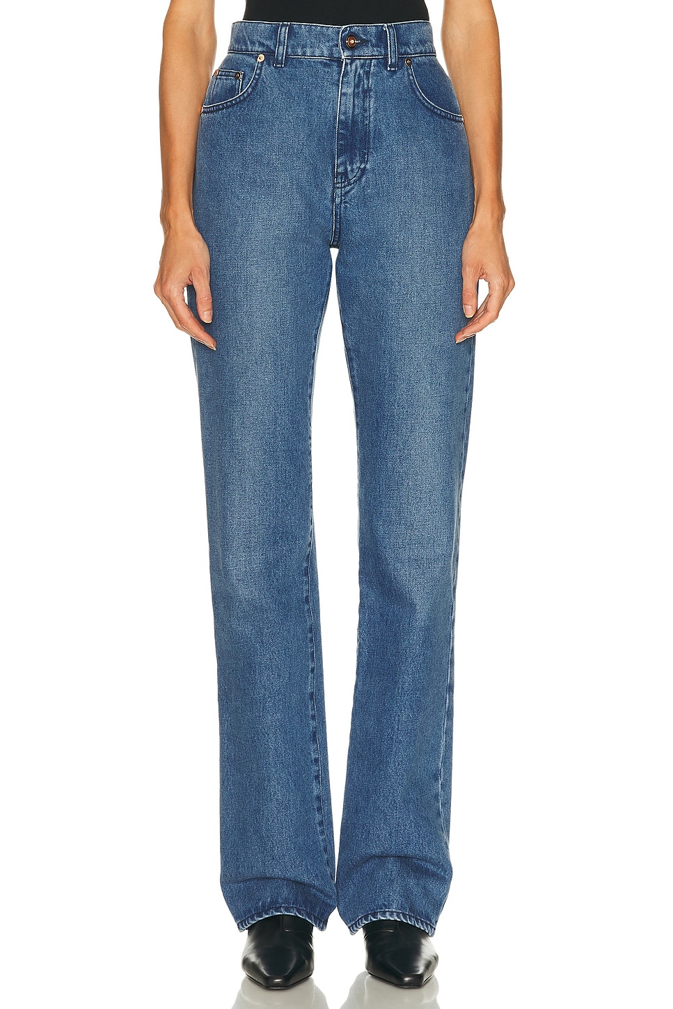 Gabriela Hearst Rey Straight Leg in Uruguayan Blue - Blue.  29 also in 24, 25, 26