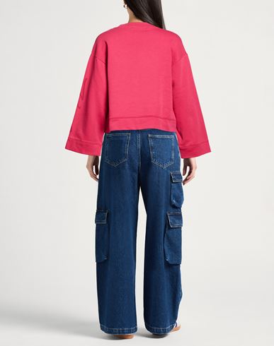 Woman Sweatshirt Magenta Size S Cotton, Polyester