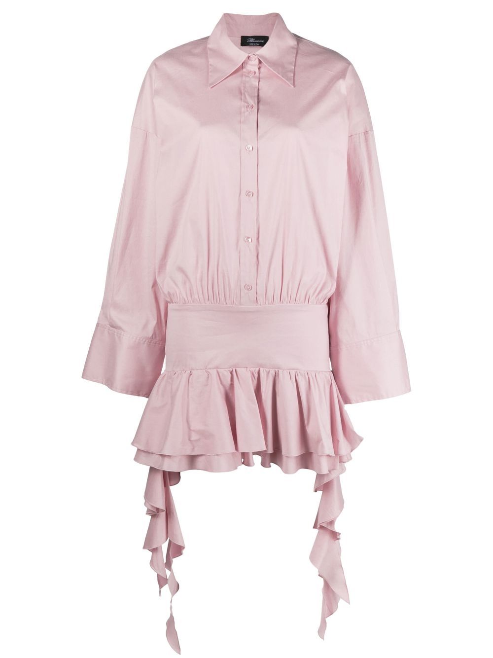 Dropped-waist ruffled shirtdress - White