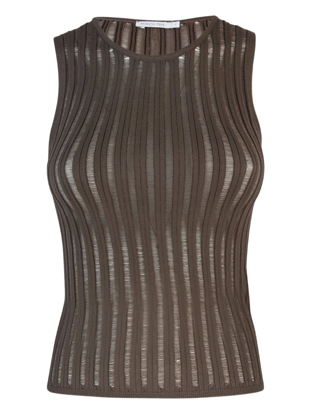 Patrizia Pepe ribbed sleeveless top - Brown