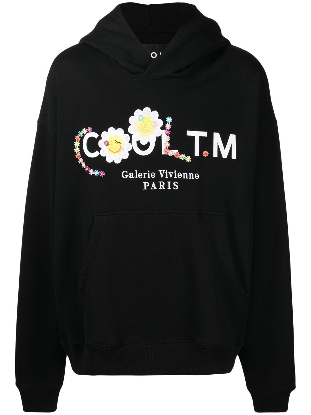 Logo embroidered oversized hoodie - Black