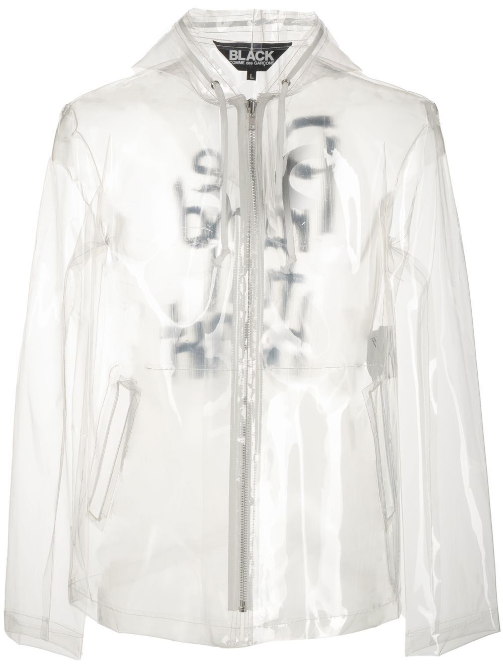 Slogan-print transparent jacket - Neutrals