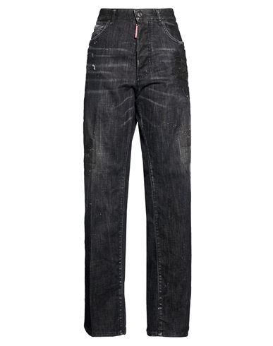 Woman Jeans Black Size 0 Cotton, Elastane
