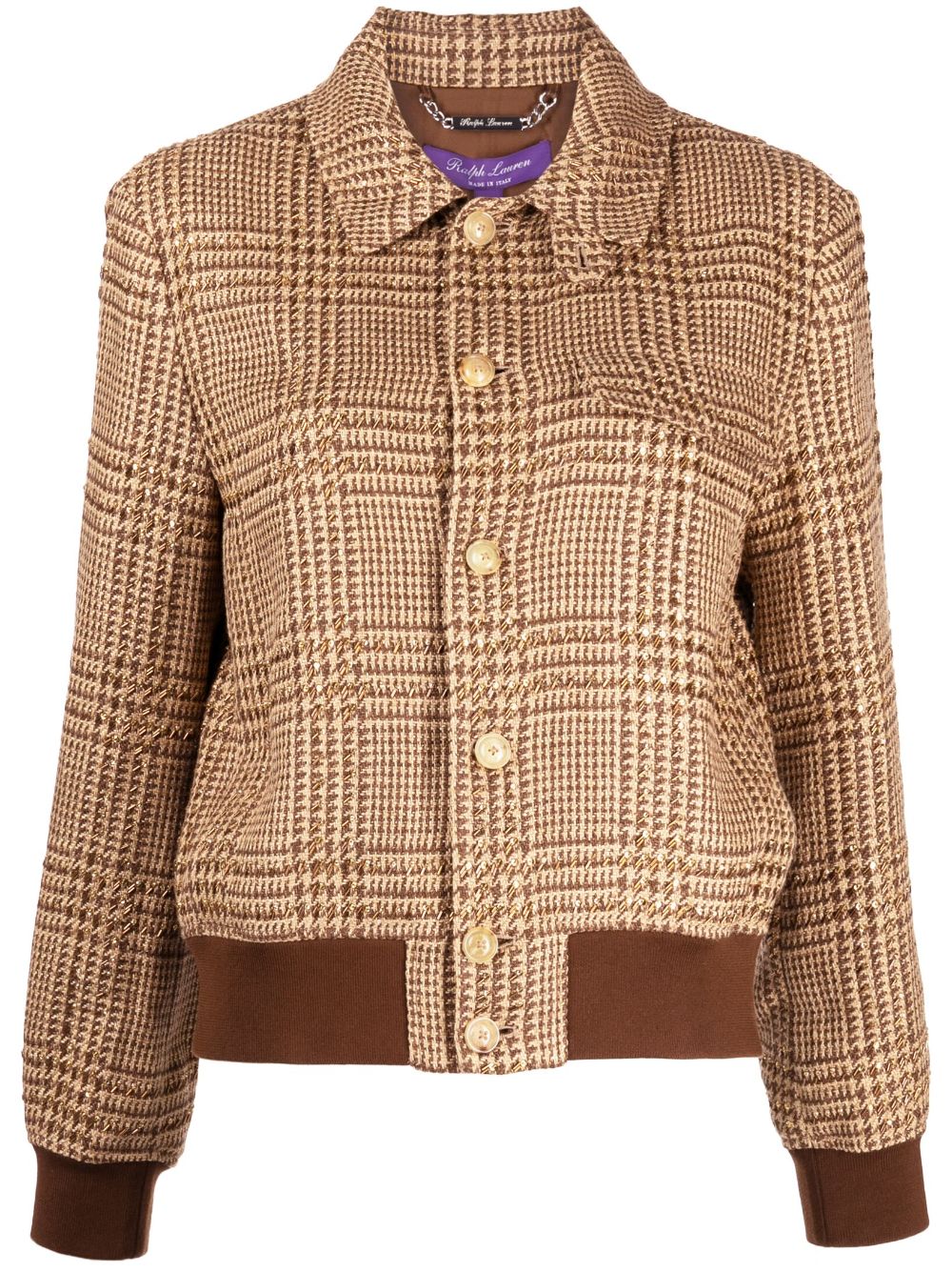 Plaid-check bomber jacket - Brown