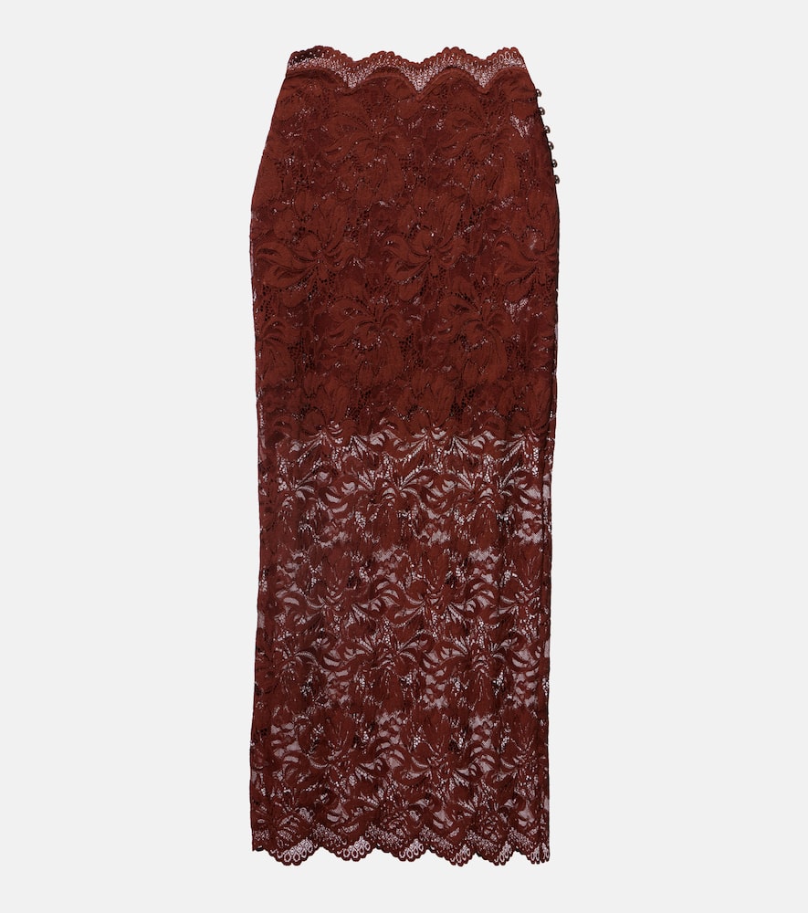 Floral lace midi skirt