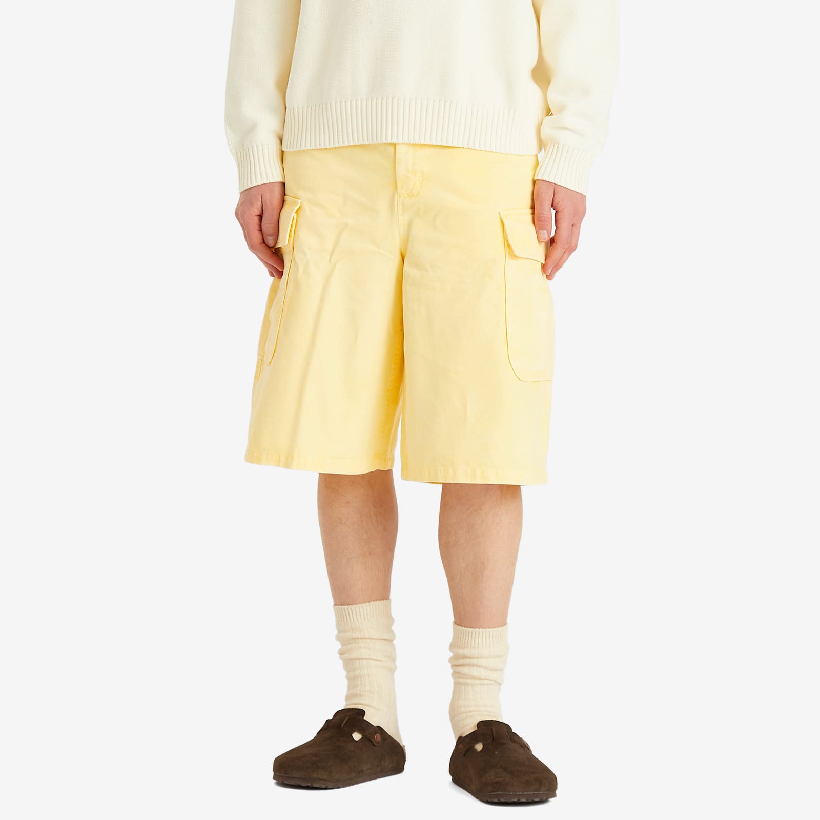 Late Checkout Men's Faded Cargo Shorts in Yellow