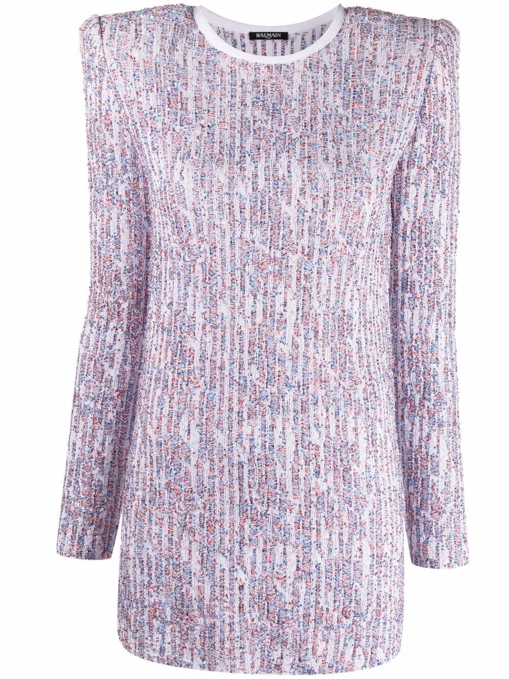 Sequin-embellished long-sleeve dress - Blue