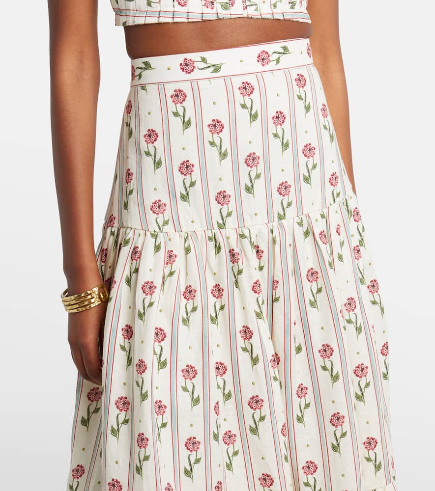 Bergamota floral linen maxi skirt