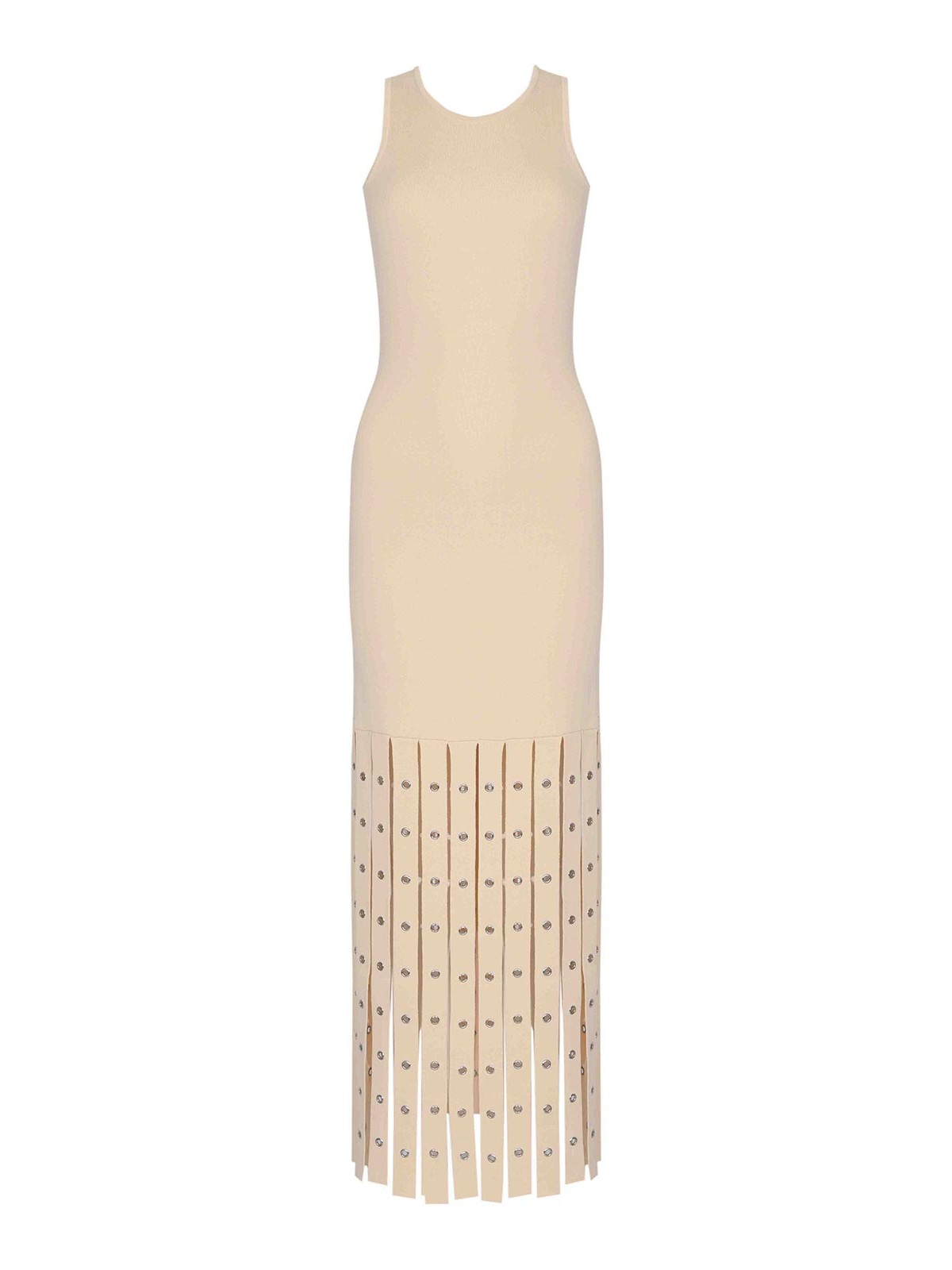 Viscose knit dress with fringes
