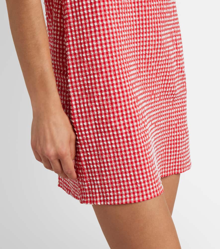 Gingham seersucker halterneck minidress