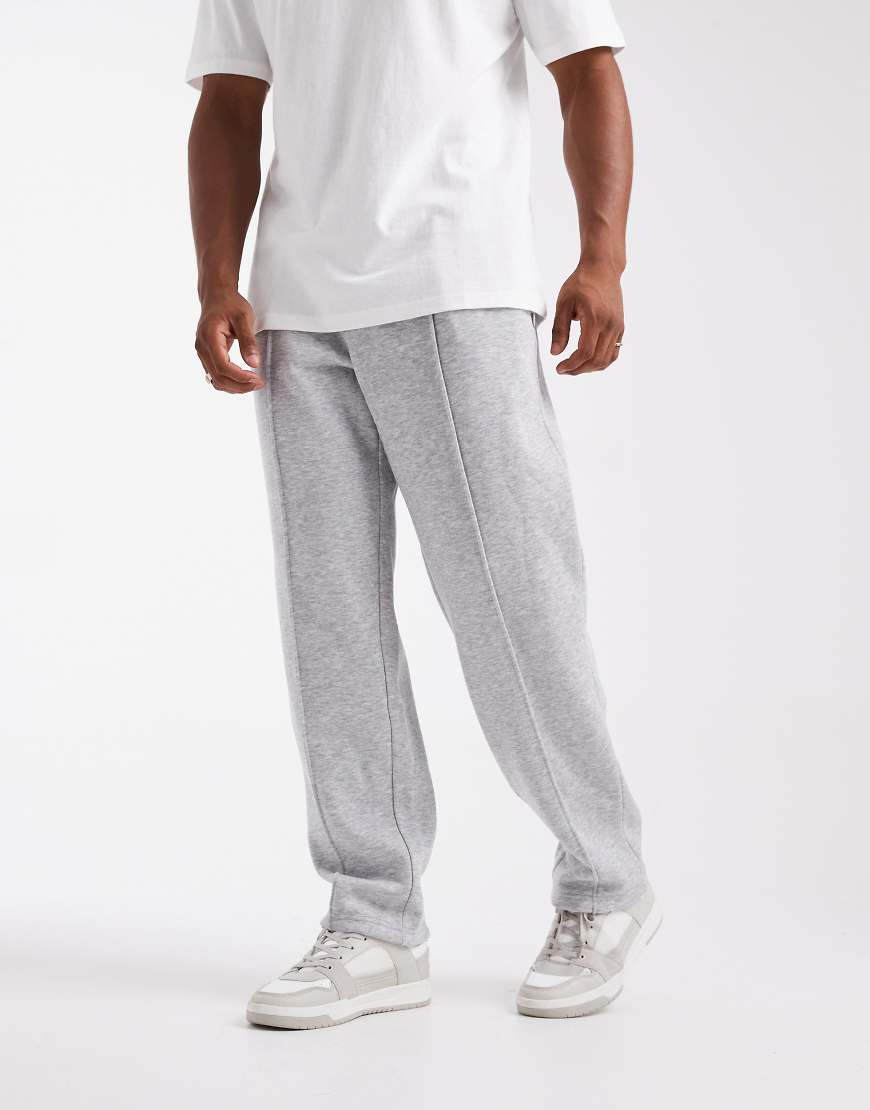 Wide leg jogger with pintuck in grey marl