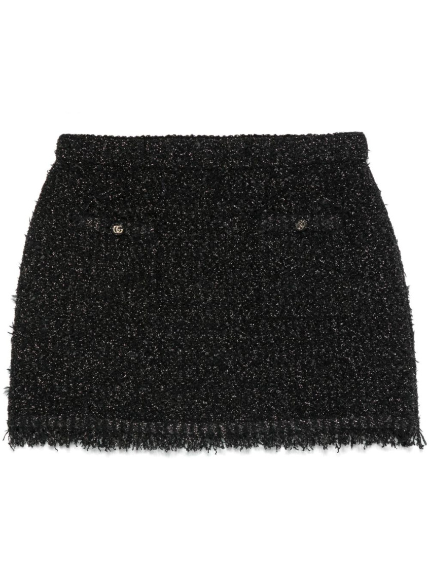 Black Viscose Blend Mini Skirt