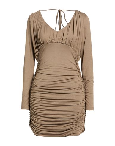 Woman Mini dress Khaki Size 10 Viscose, Elastane