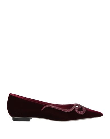 Woman Ballet flats Burgundy Size 10 Textile fibers