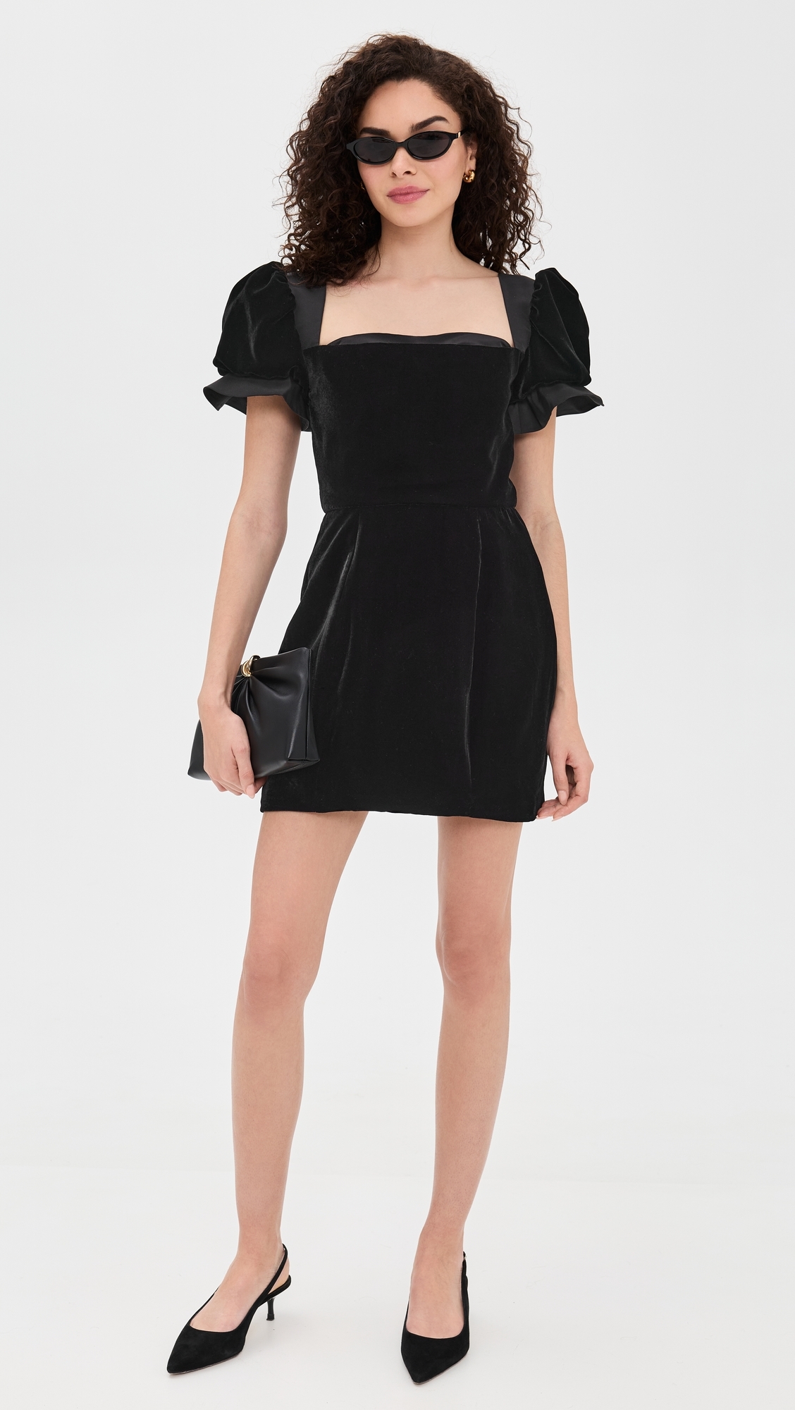 Rose Velvet Mini Dress Black Velvet