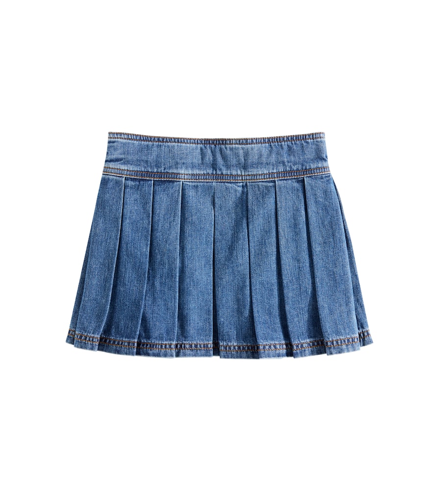 Versace Kids Pleated denim skirt