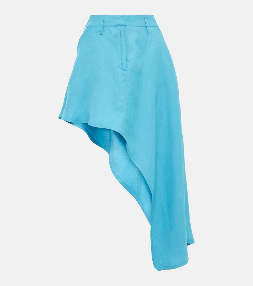 Asymmetric twill miniskirt