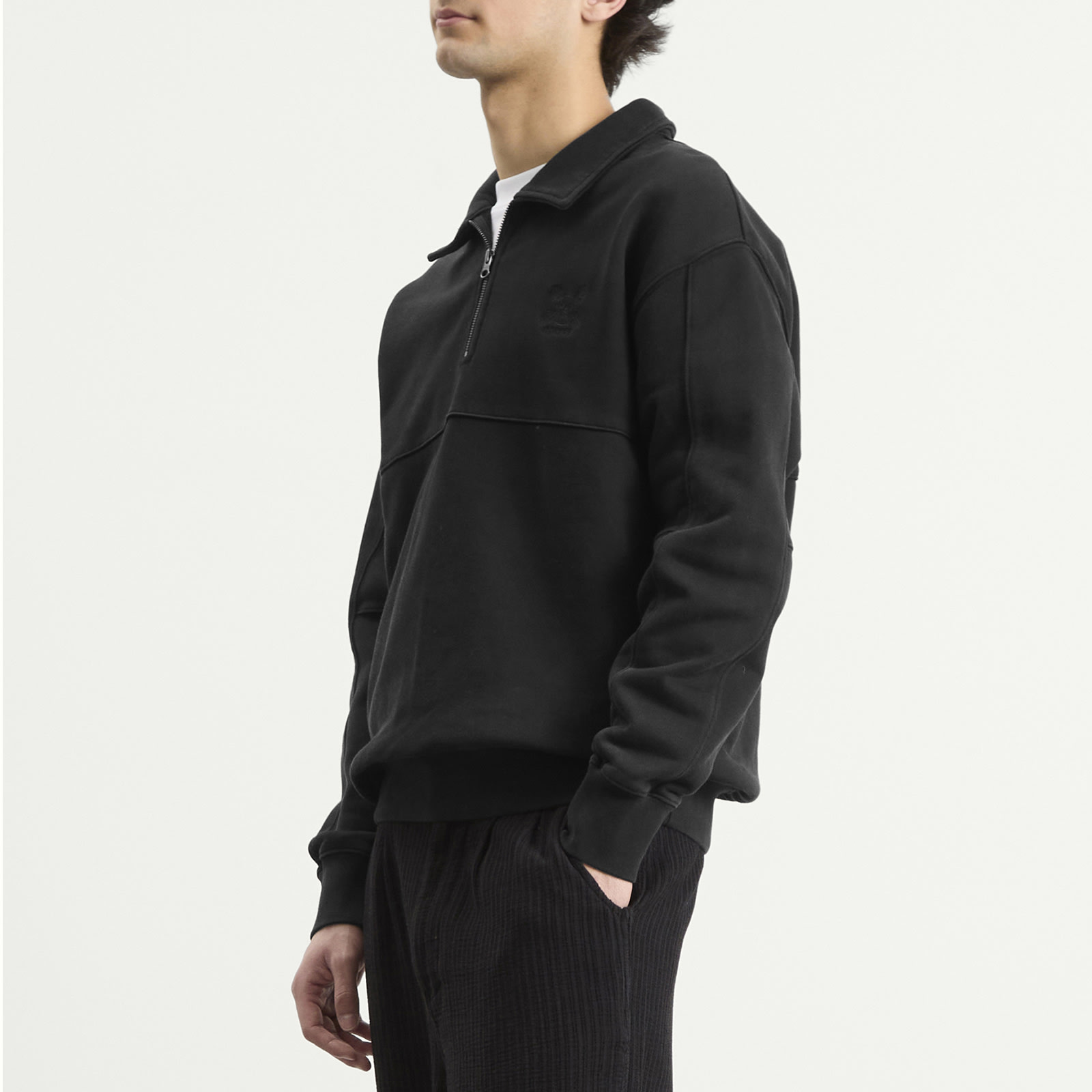 Men's Green Man Quarter Zip Sweatshirt in Ash