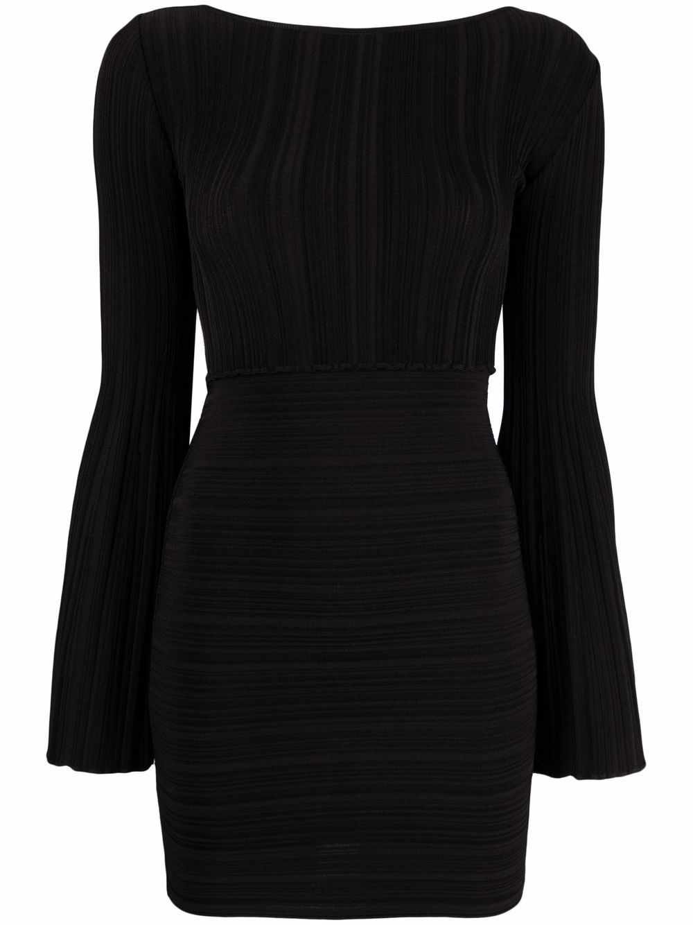 Crossover-back pleated mini dress - Black