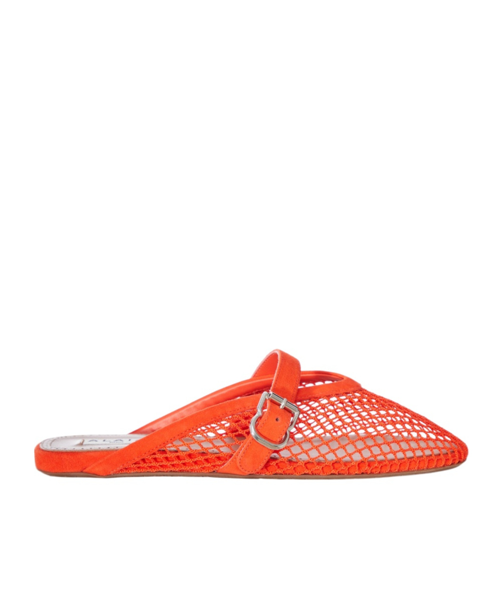 FLAT MULE IN MESH AND SUEDE