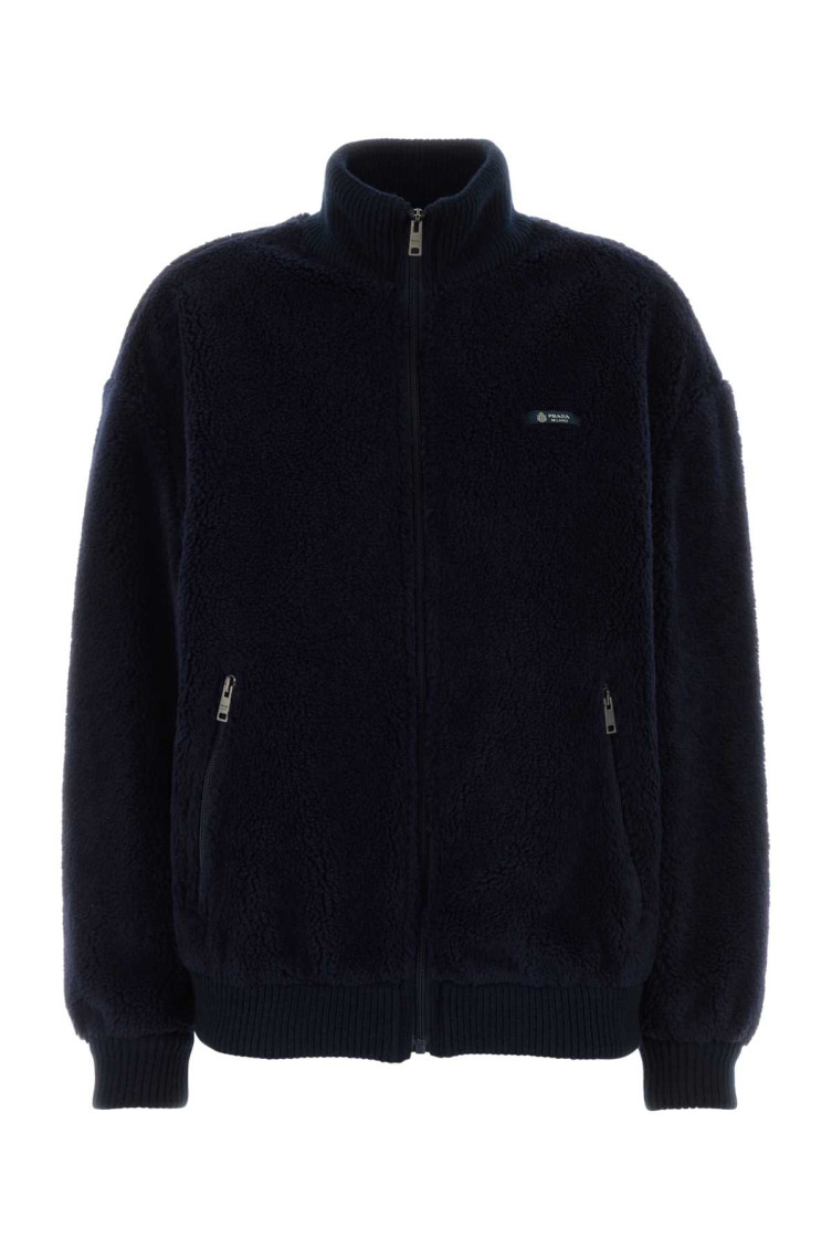 Prada - pile bomber jacket high collar ribbed cuff