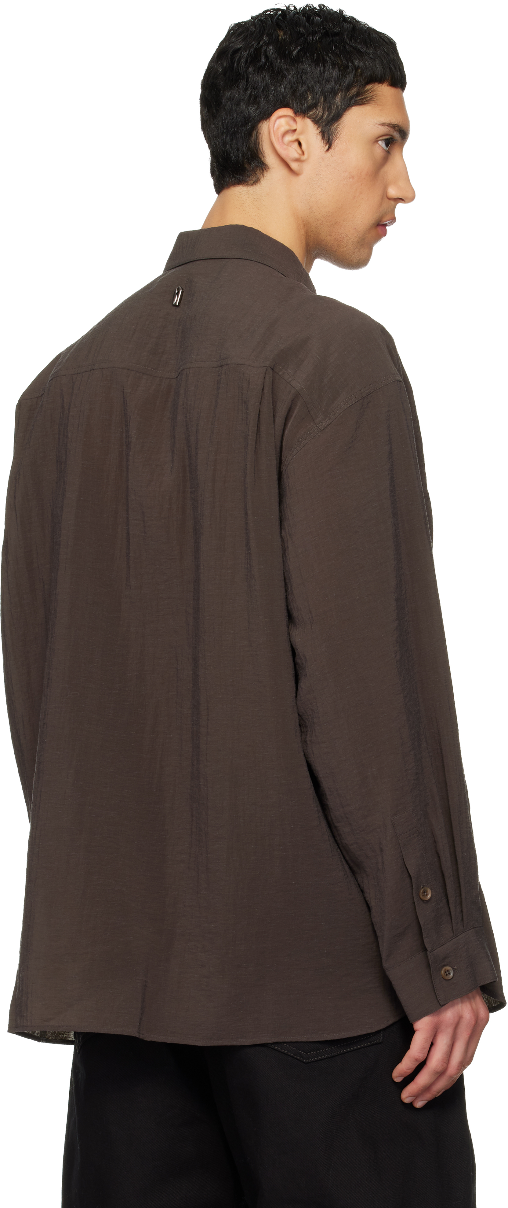 Brown Oversized Cargo Pocket Shirt