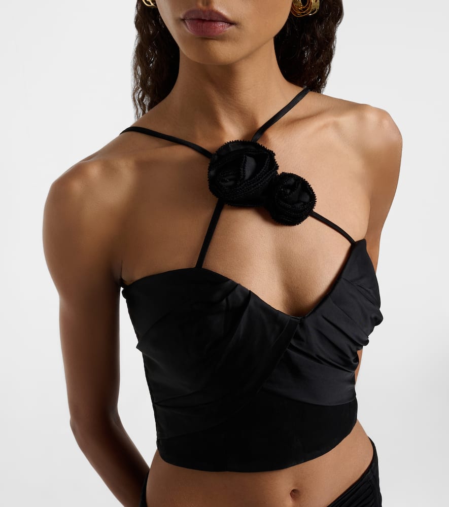 Palmire floral-appliqué crop top