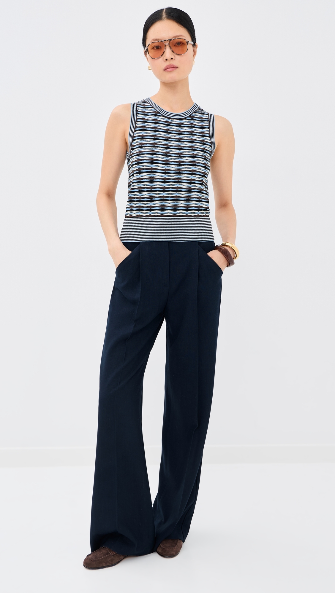 Cropped Jerrel Knit Tank Blue Jay Multi
