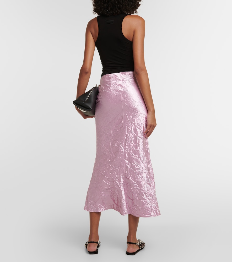 Crinkled satin slip skirt