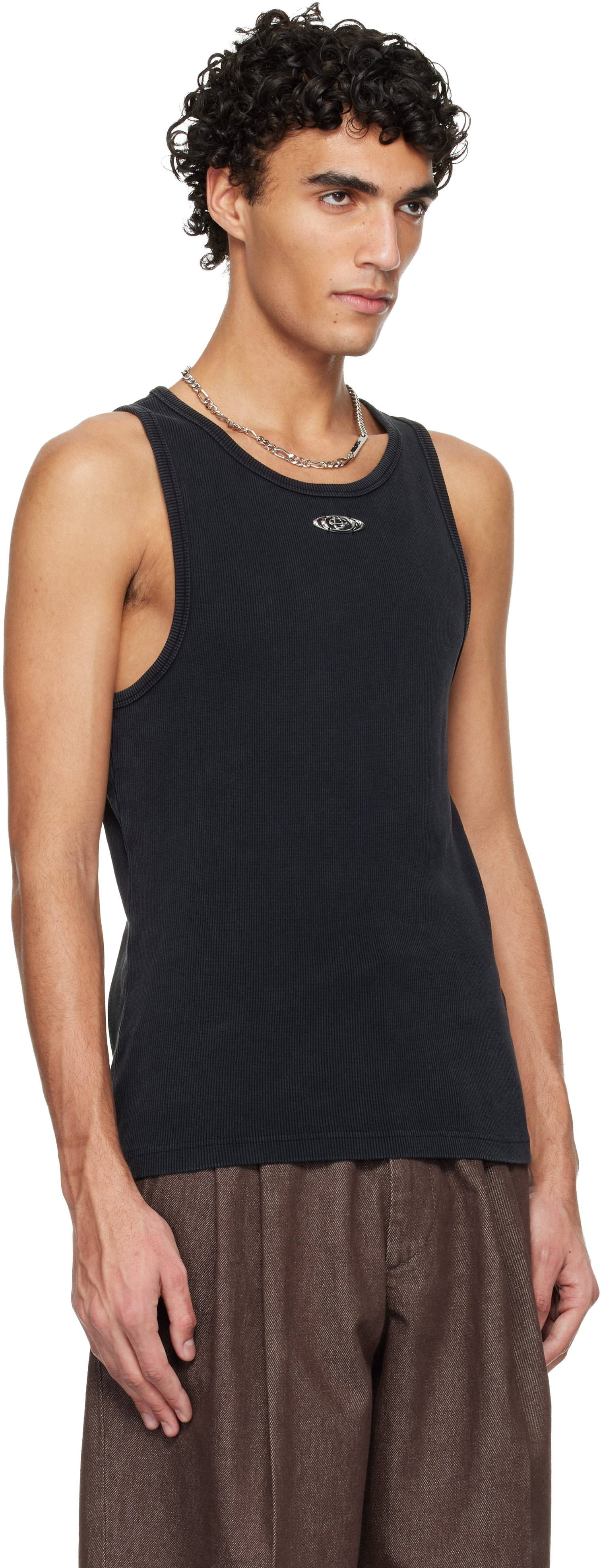 Black Faded Ribbed Tank Top