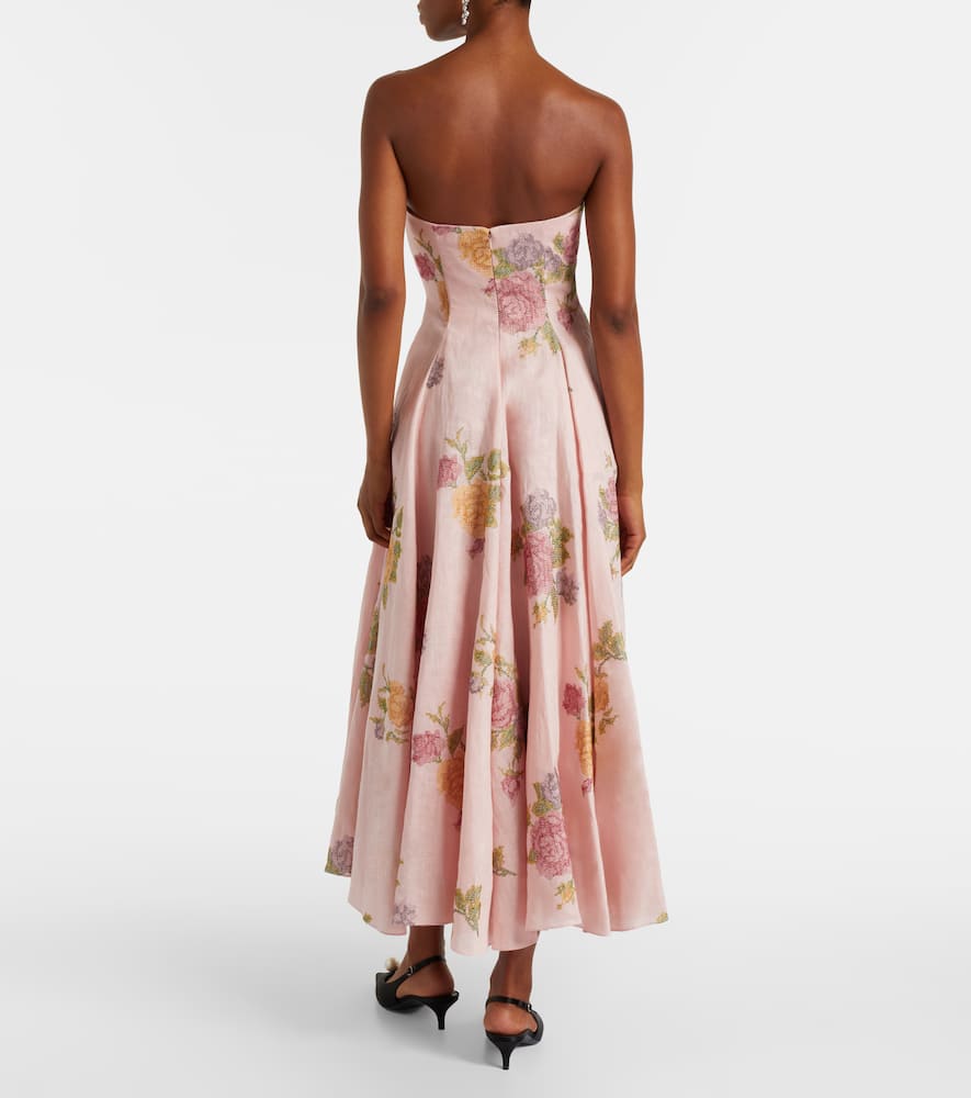 Floral linen corset dress