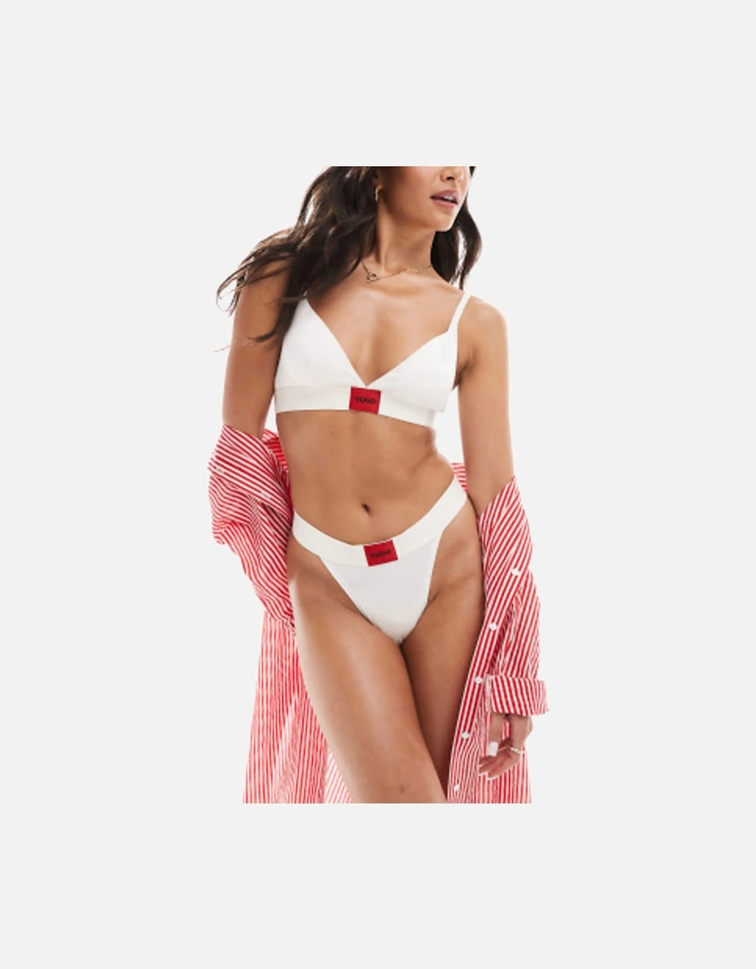 Hugo Boss Women's Red Label G-String, Natural White - Black - Size: L