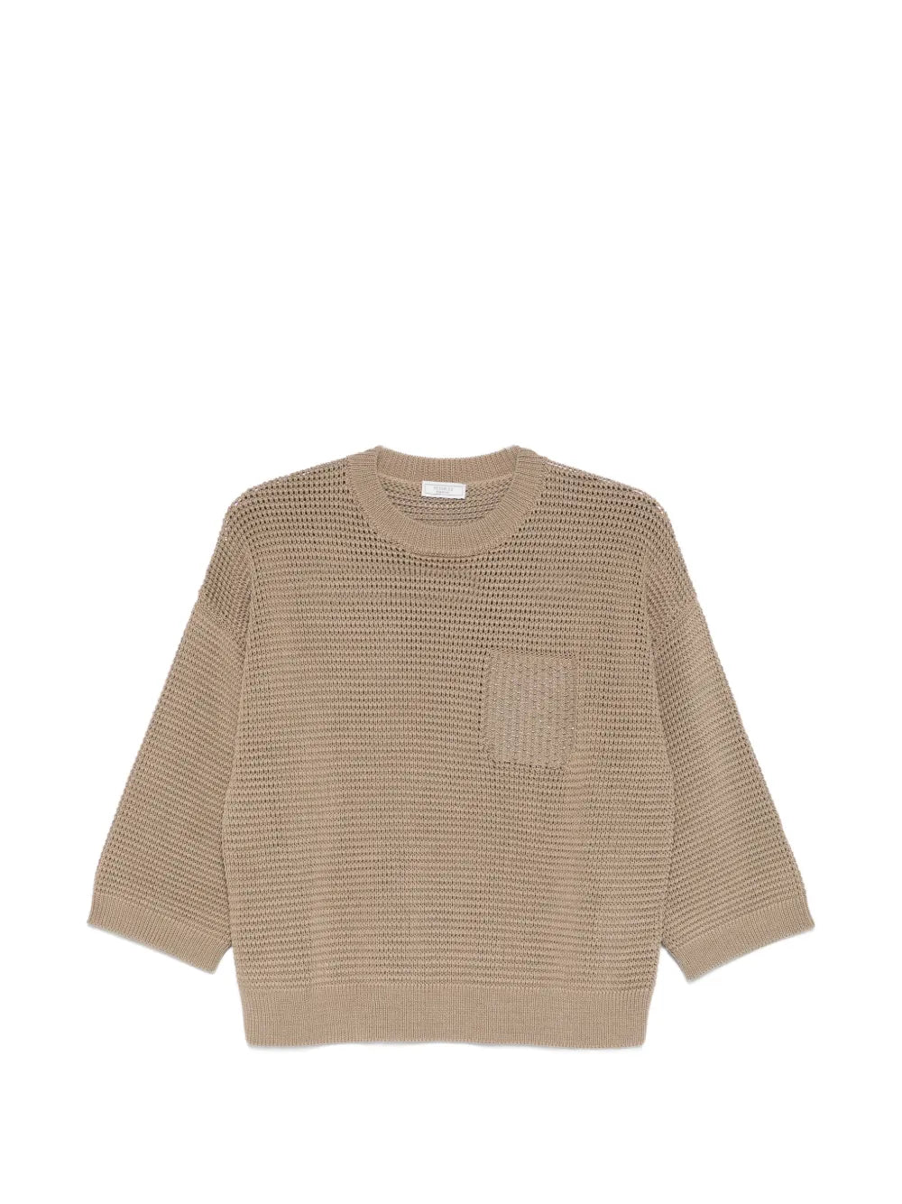 Metallic-Detail Cotton Sweater — Beige