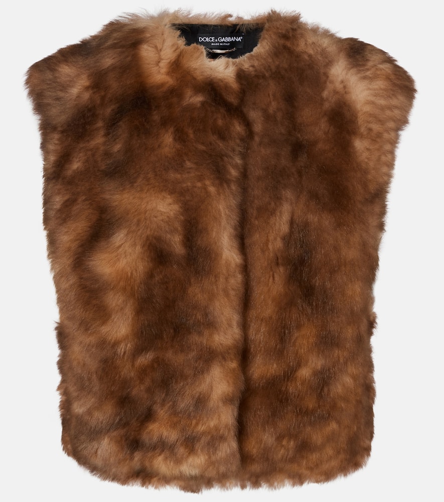 Cropped shearling vest