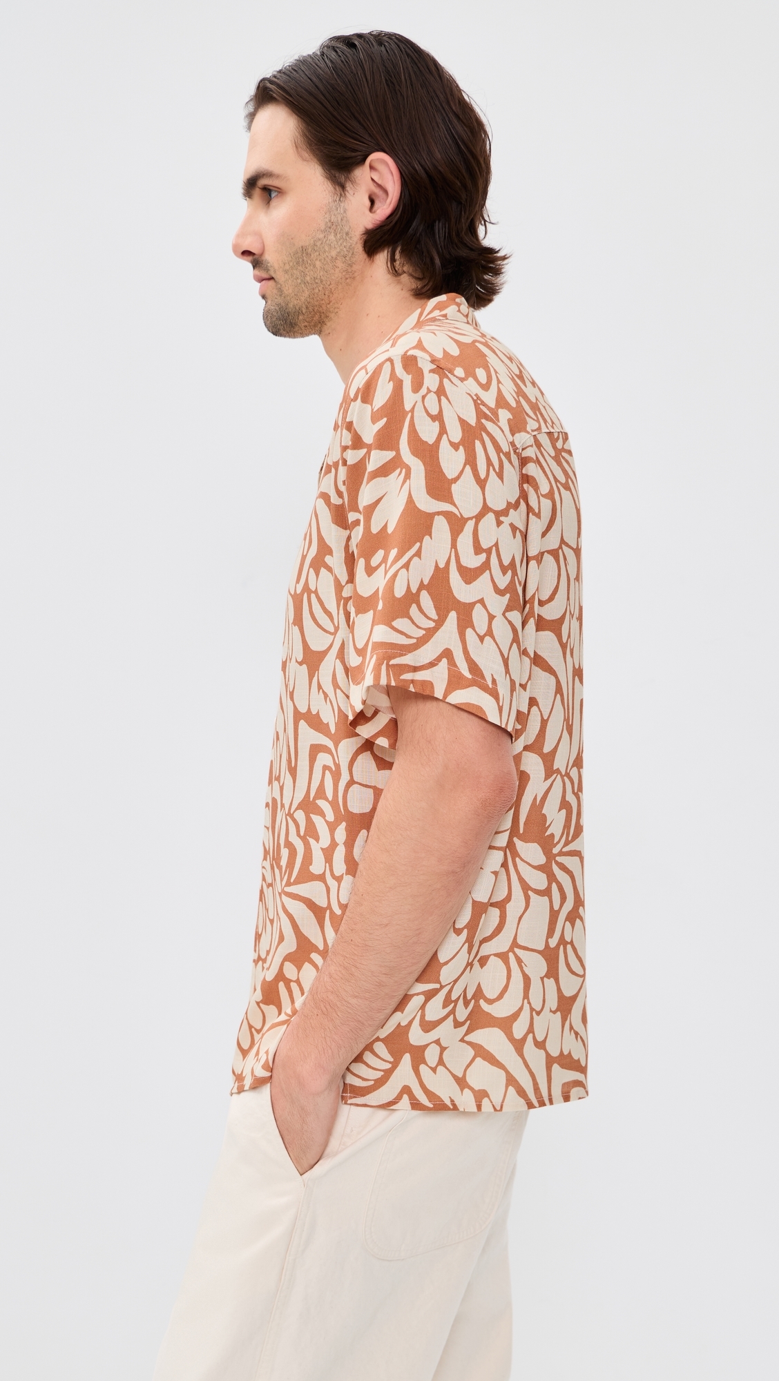 Two-Tone Floral Didcot Shirt Tan/Beige