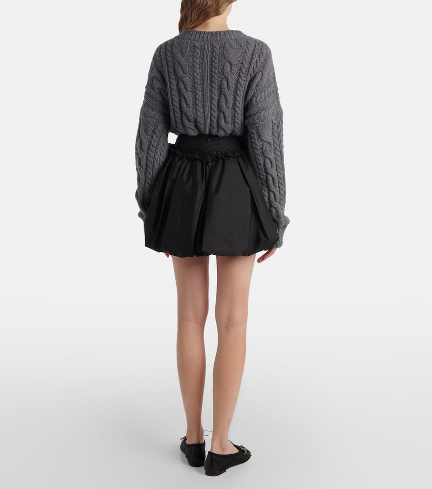 Gathered taffeta miniskirt