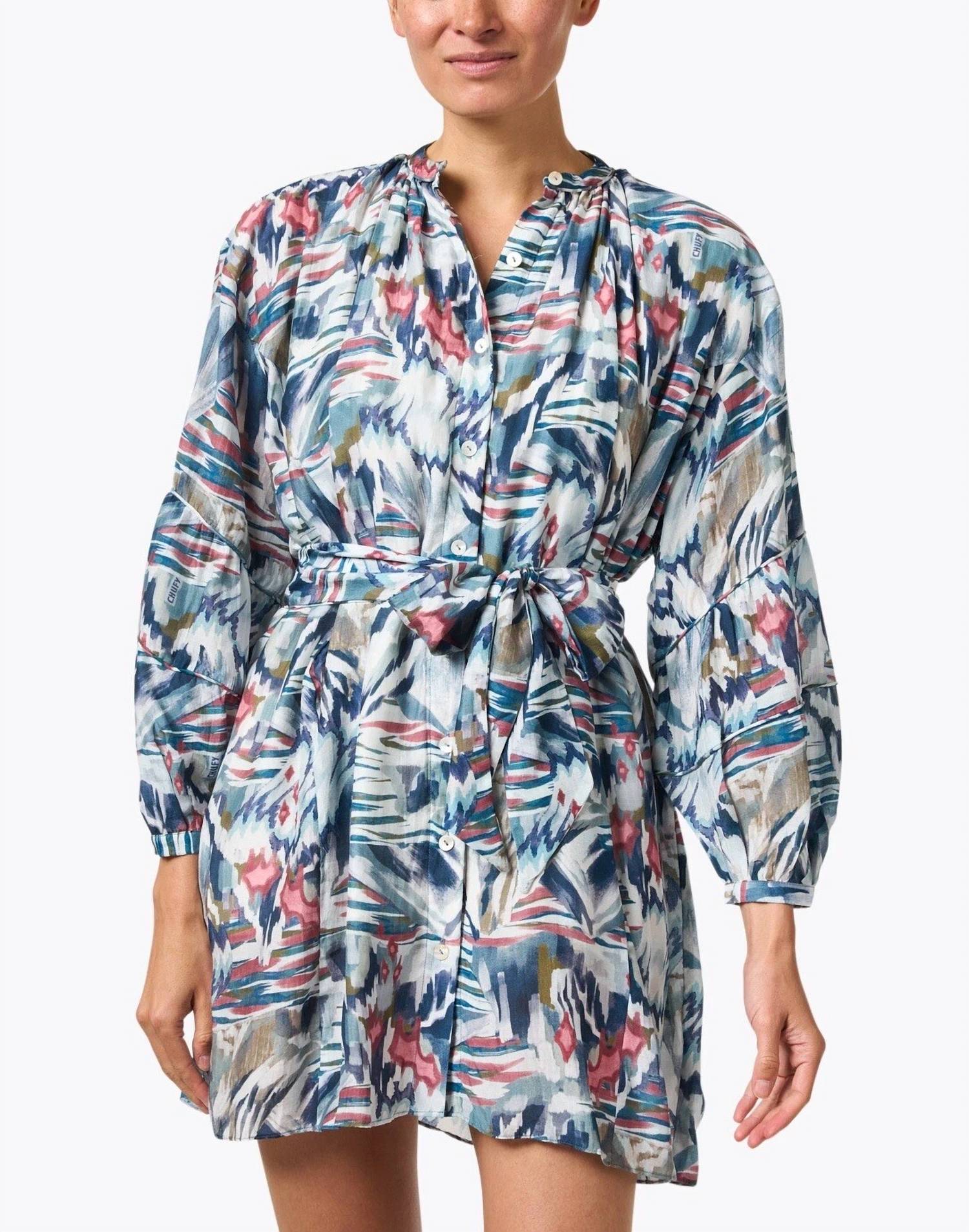 Pia Voile Mini Dress In Hauapi Ice