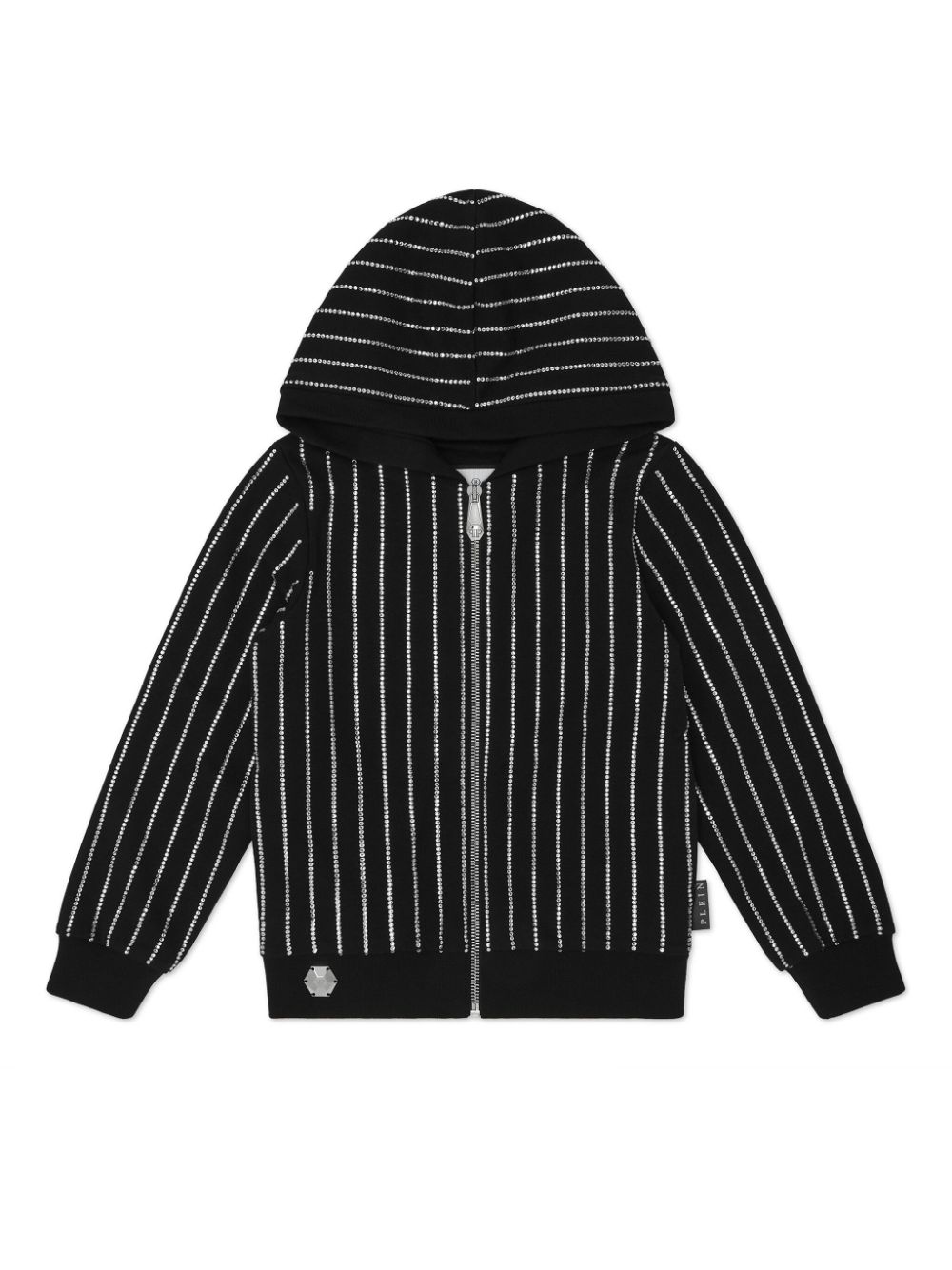 Crystal-embellished zip-up hoodie - Black