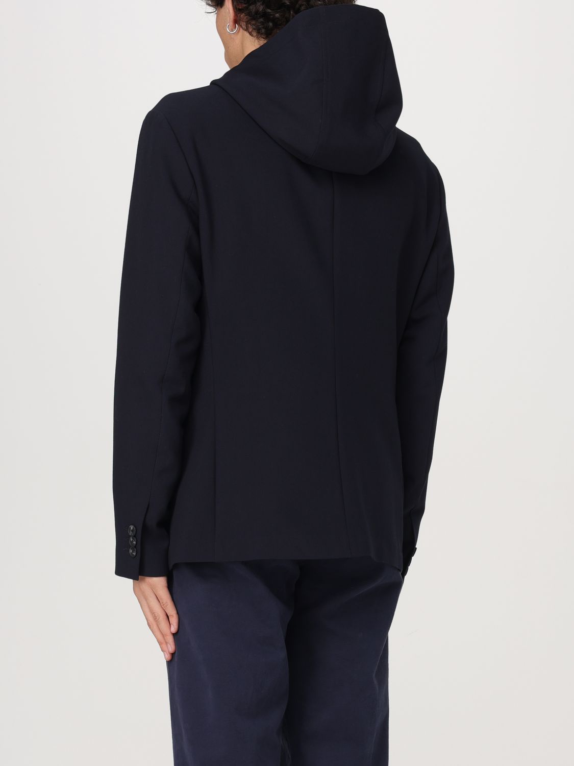 Detachable-panel hooded blazer - Blue