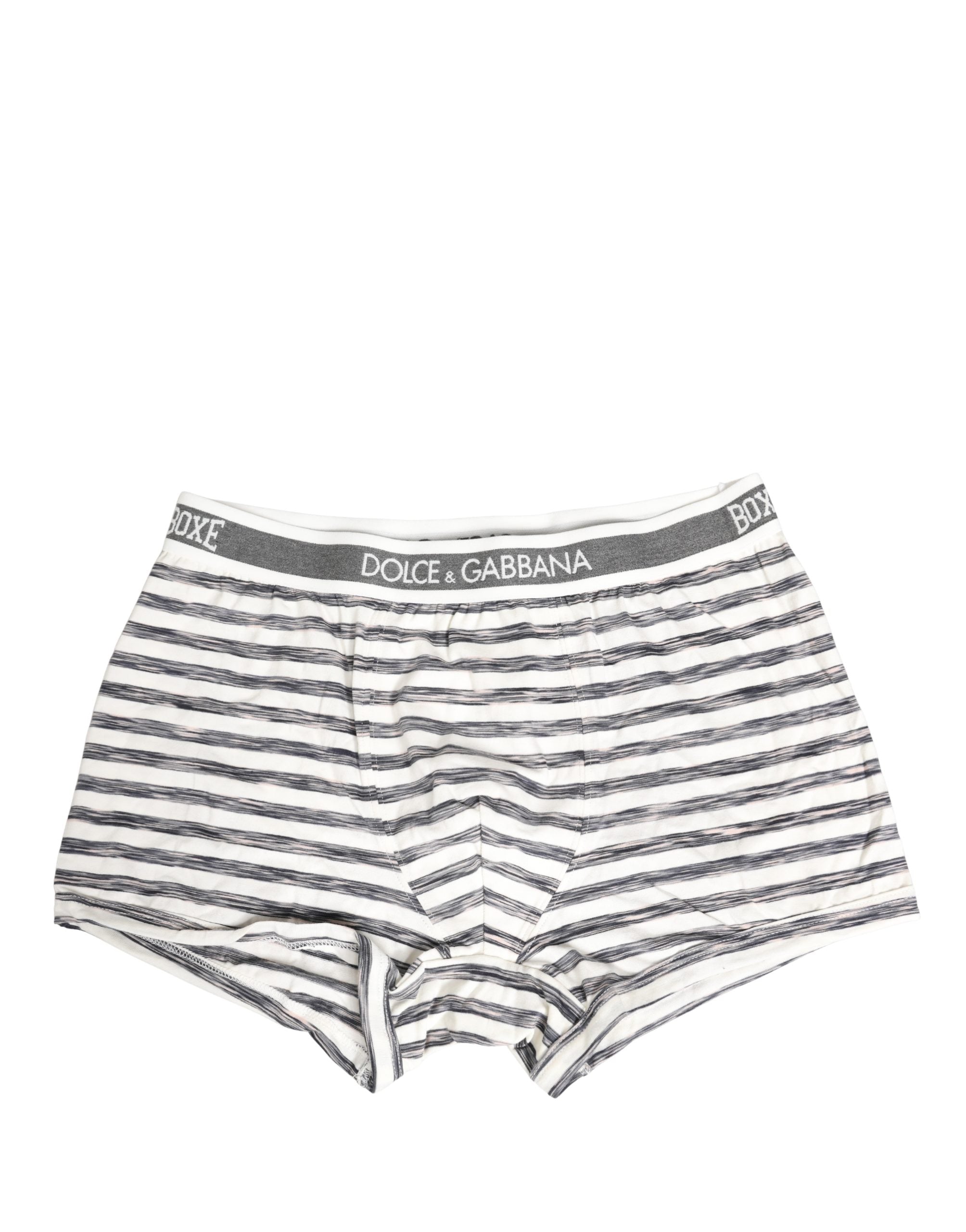 Striped Cotton Boxer Shorts — Gray