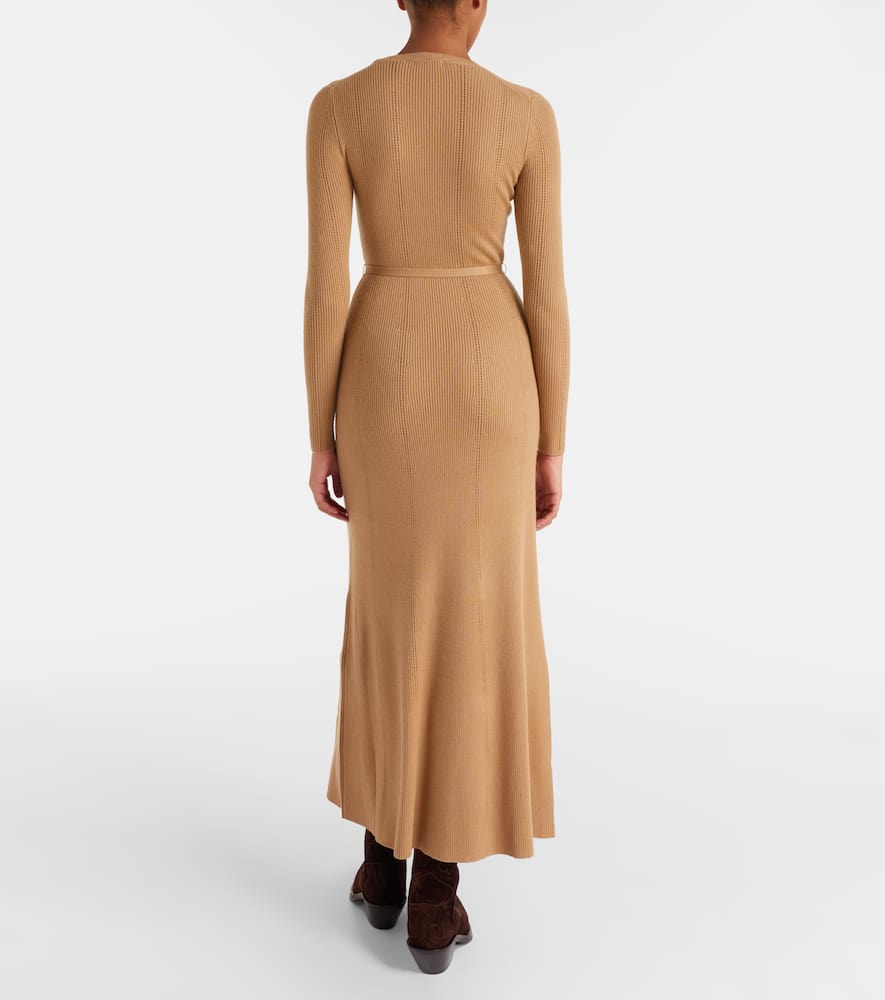 Imagene belted wool midi dress