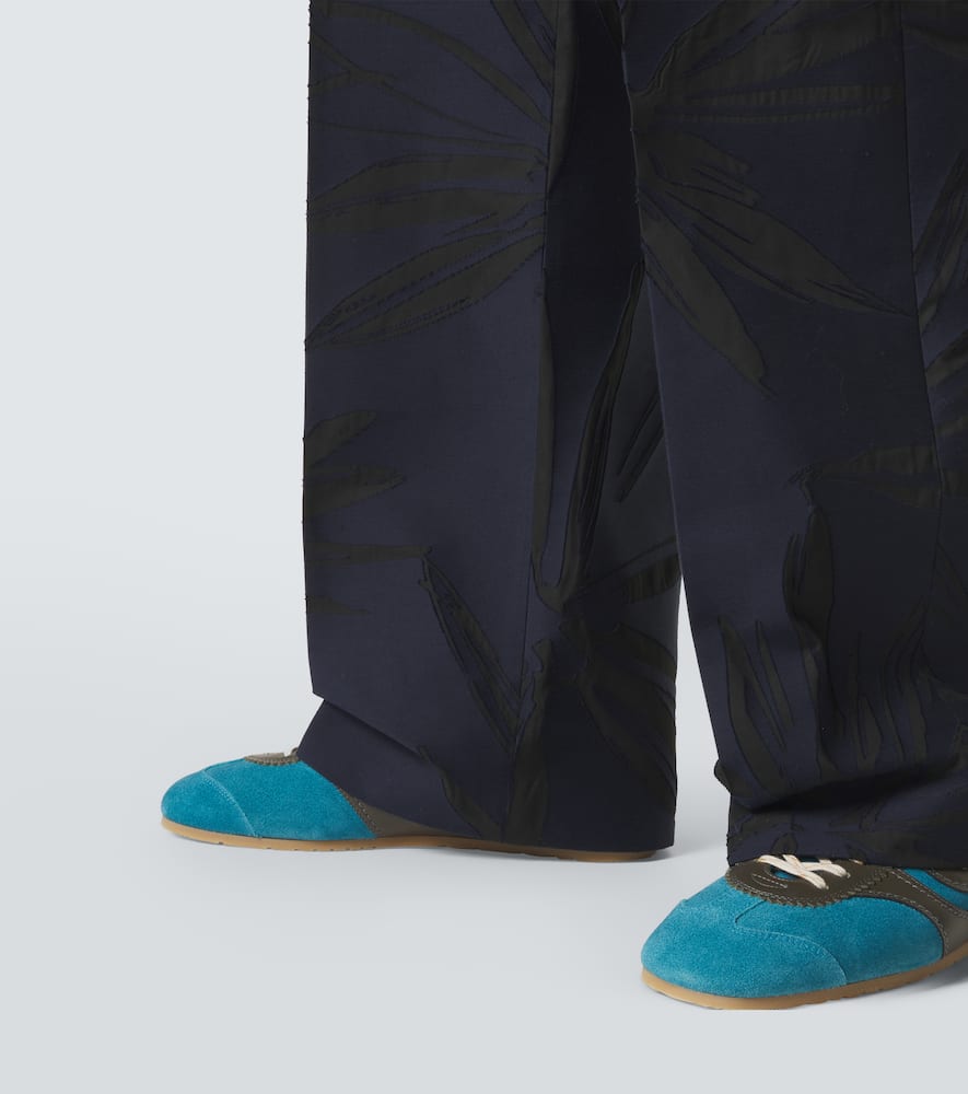 Floral cotton-blend straight pants